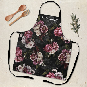 Elegante moody Rose weiße Blumen Gastgebergeschenk Schürze