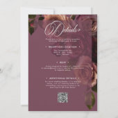 Elegante Moody Rust Burgunder Blumen QR-Code Hochz Einladung (Rückseite)