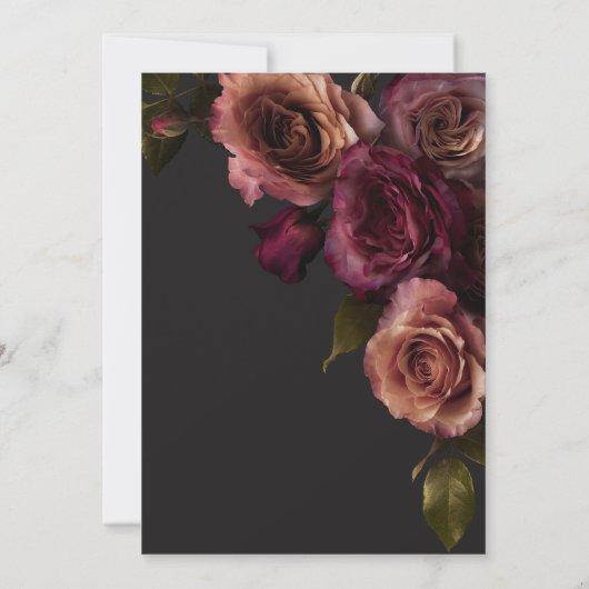 Elegante Moody Rust Burgundy Liebe in Blütendusche Einladung (Rückseite)