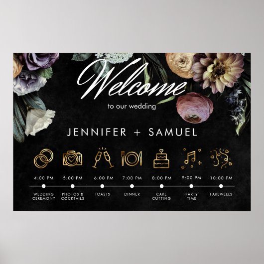 Elegante Moody Twilight Floral Order Events Poster (Vorne)