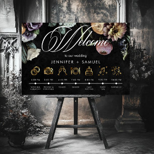 Elegante Moody Twilight Floral Order Events Poster