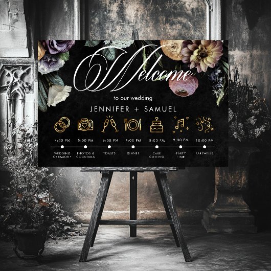 Elegante Moody Twilight Floral Order Events Poster