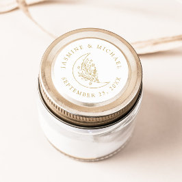 Elegante Moon and Stars Gold Gastgeschenk Hochzeit Runder Aufkleber