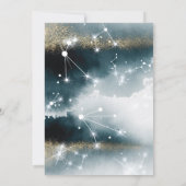 Elegante Moon Blue Gold Stars Hochzeit Einladung (Rückseite)