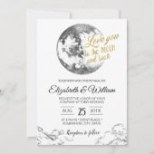 Elegante Moon Gold Typografie Crescent Wedding Einladung (Vorderseite)