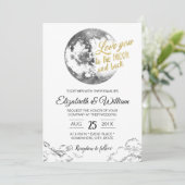 Elegante Moon Gold Typografie Crescent Wedding Einladung (Stehend Vorderseite)