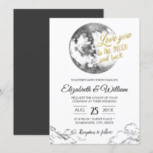 Elegante Moon Gold Typografie Crescent Wedding Einladung