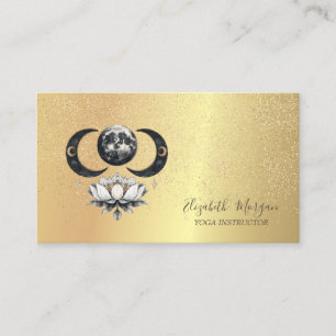 Elegante Moon Lotus Gold Confetti Visitenkarte