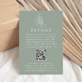 Elegante Moon Sage Green Wedding Details QR Code Begleitkarte