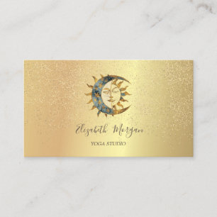 Elegante Moon Sun Gold Confetti Yoga Studio Visitenkarte