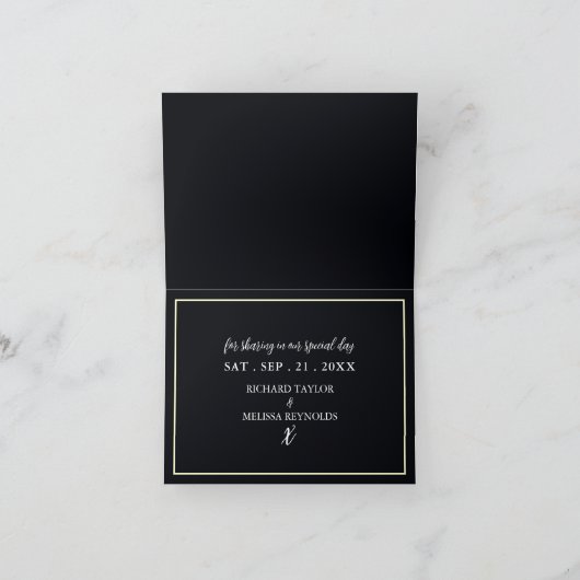 Elegante Moonlit Beach Wedding Dankeskarte (Innenseite)