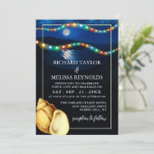 Elegante Moonlit Beach Wedding Einladung (Stehend Vorderseite)