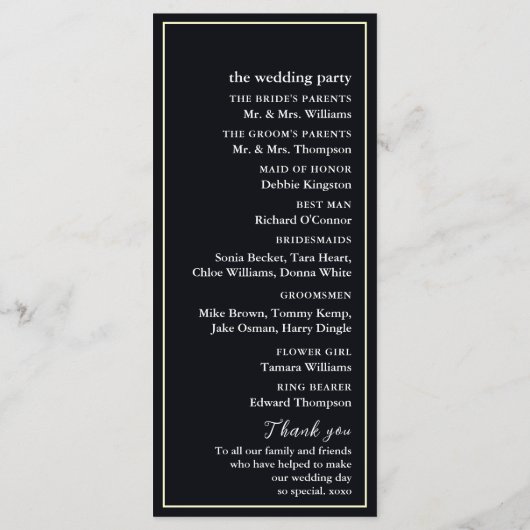 Elegante Moonlit Beach Wedding Programm (Rückseite)