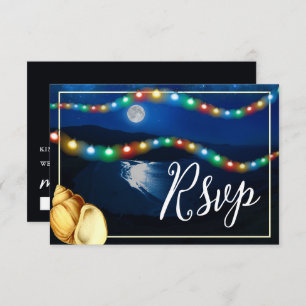 Elegante Moonlit Beach Wedding RSVP Karte