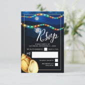 Elegante Moonlit Beach Wedding RSVP Karte (Stehend Vorderseite)