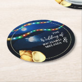 Elegante Moonlit Beach Wedding Runder Pappuntersetzer (Angewinkelt)