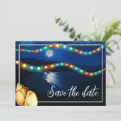 Elegante Moonlit Beach Wedding Save The Date (Stehend Vorderseite)
