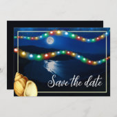 Elegante Moonlit Beach Wedding Save The Date (Vorne/Hinten)