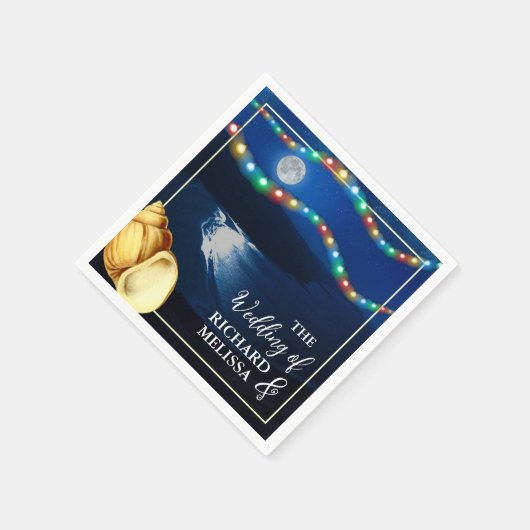 Elegante Moonlit Beach Wedding Serviette (Ecke)