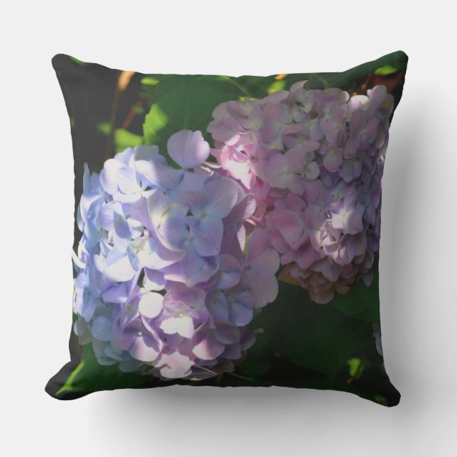 Elegante mooody hydrangeas rosa blauen lila Blumen Kissen (Vorderseite)