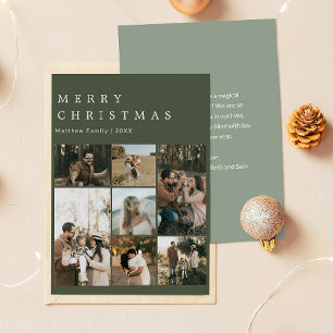 Elegante Moos- und Salbei-Weihnachts-Familienfoto- Feiertagskarte