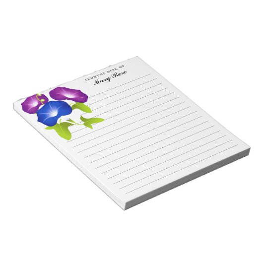 Elegante Morning Glory Blume Personalisiert Notizblock (angewinkelt)