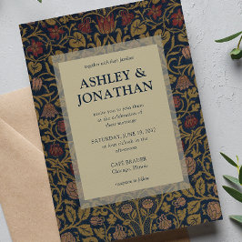 Elegante Morris Violet & Columbine Pattern Wedding Einladung