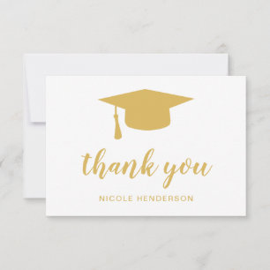 Elegante Mortar Board Imitate Gold Abschluss Dankeskarte