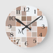 Elegante Mosaik Monogram Wall Clock Runde Wanduhr (Vorderseite)