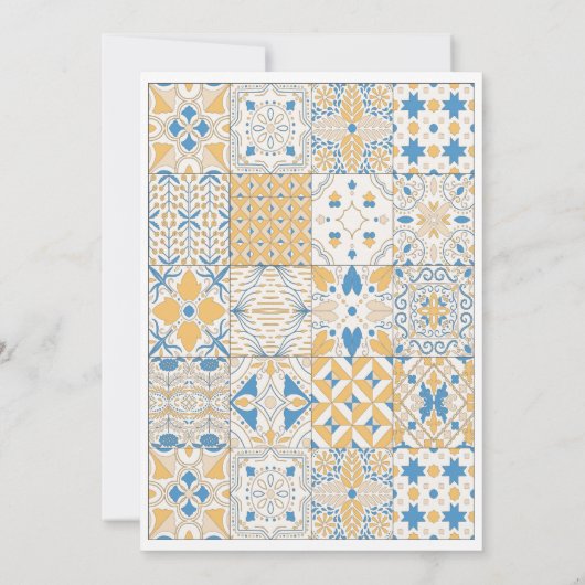 Elegante Mosaiksteine Illustrierte Einladung zur H (Rückseite)