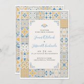 Elegante Mosaiksteine Illustrierte Einladung zur H (Vorne/Hinten)