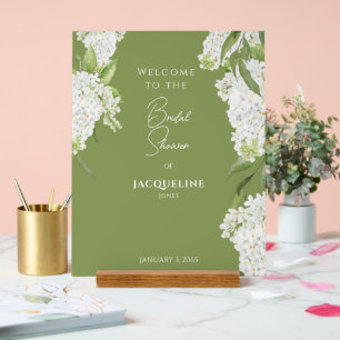 Elegante Moss Green White Hydrangeas Dusche Willko Acrylschild