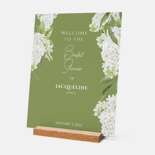 Elegante Moss Green White Hydrangeas Dusche Willko Acrylschild (Winkel)