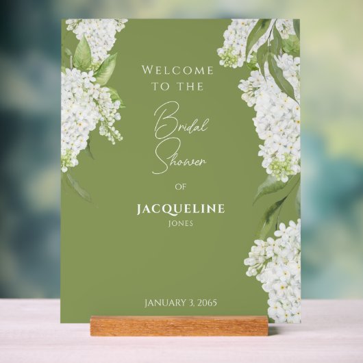 Elegante Moss Green White Hydrangeas Dusche Willko Acrylschild (Neutral)