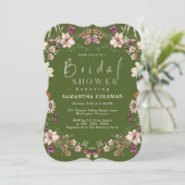 Elegante Moss Green Wildblume Modernes Brautparty Einladung (Stehend Vorderseite)