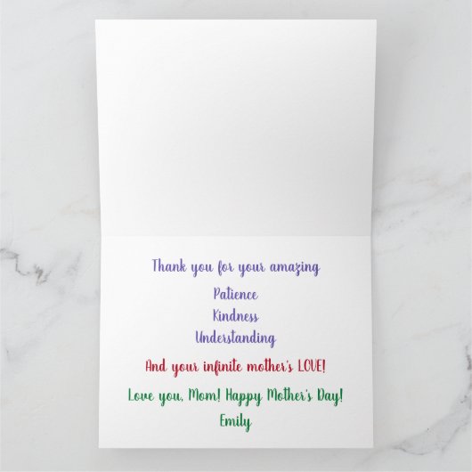 Elegante Most Perfect Mother Phantastische Liebe Karte (Innenseite)