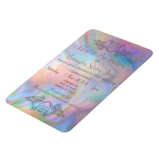 Elegante Mother-of-Pearl farbenfrohe Hochzeit Einl Magnet (Linke Seite)