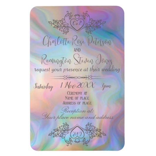 Elegante Mother-of-Pearl farbenfrohe Hochzeit Einl Magnet (Vertikal)