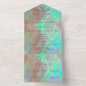 Elegante Mother-of-Pearl Green Wedding All In One Einladung (Innen)