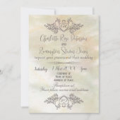 Elegante Mother-of-Pearl Peach Wedding Einladung (Vorderseite)