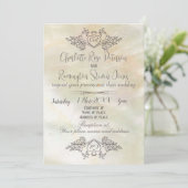 Elegante Mother-of-Pearl Peach Wedding Einladung (Stehend Vorderseite)