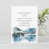 Elegante Mountains Forest Engagement Party QR Code Einladung (Stehend Vorderseite)