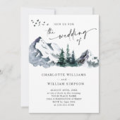 Elegante Mountains Forest Wedding QR Code Einladung (Vorderseite)