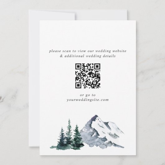 Elegante Mountains Forest Wedding QR Code Einladung (Rückseite)