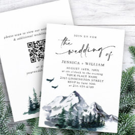 Elegante Mountains Forest Wedding QR Code Einladung