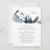 Elegante Mountains Forest Wedding QR Code Einladung (Vorderseite)