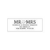 Elegante Mr. and Mrs. Heart Moderne Rücksendeadres Permastempel (Design)