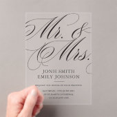 Elegante Mr & Mr Script Kalligrafie Acryleinladungen (Insitu (Handheld))