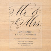 Elegante Mr & Mr Script Kalligrafie Acryleinladungen (Vorderseite)