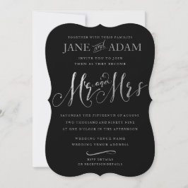 Elegante Mr. & Mrs. Black & Silver Typografy Weddi Einladung